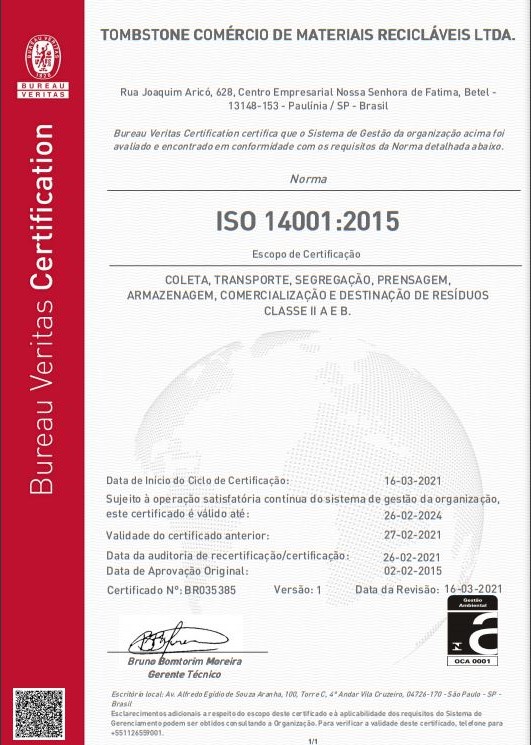 Certificado ISO 14001:2015