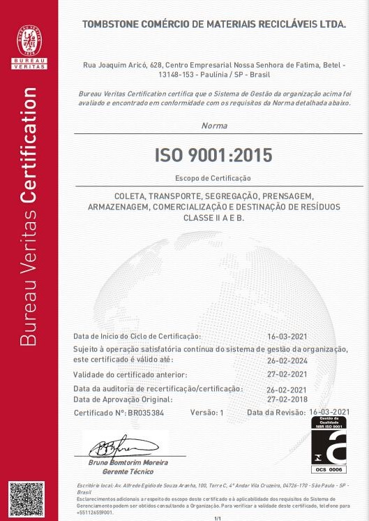 Certificado ISO 9001:2015